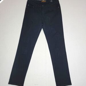 Men's Ring of Fire‎ Black Slim Fit Distressed Denim Jeans Size 34X34. #452